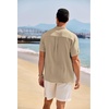 image:imageCOOFANDY Mens Casual Henley Shirt Band Collar Short Sleeve Shirt Summer Beach Hippie TShirtKhaki