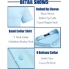 image:imageCOOFANDY Mens Casual Henley Shirt Band Collar Short Sleeve Shirt Summer Beach Hippie TShirtLight Blue