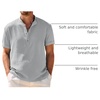 image:imageCOOFANDY Mens Casual Henley Shirt Band Collar Short Sleeve Shirt Summer Beach Hippie TShirtLight Grey