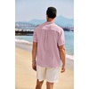 image:imageCOOFANDY Mens Casual Henley Shirt Band Collar Short Sleeve Shirt Summer Beach Hippie TShirtLight Pink