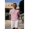 image:imageCOOFANDY Mens Casual Henley Shirt Band Collar Short Sleeve Shirt Summer Beach Hippie TShirtLight Pink