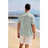 image:imageCOOFANDY Mens Casual Henley Shirt Band Collar Short Sleeve Shirt Summer Beach Hippie TShirtMint Light Green