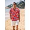 image:imageCOOFANDY Mens Casual Henley Shirt Band Collar Short Sleeve Shirt Summer Beach Hippie TShirtNational Flag Fireworks  Red White Blue