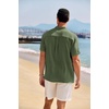 image:imageCOOFANDY Mens Casual Henley Shirt Band Collar Short Sleeve Shirt Summer Beach Hippie TShirtOlive Green