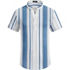 image:imageCOOFANDY Mens Casual Henley Shirt Band Collar Short Sleeve Shirt Summer Beach Hippie TShirtStripewhite  Lake Blue