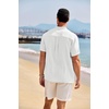 image:imageCOOFANDY Mens Casual Henley Shirt Band Collar Short Sleeve Shirt Summer Beach Hippie TShirtWhite
