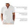 image:imageCOOFANDY Mens Casual Henley Shirt Band Collar Short Sleeve Shirt Summer Beach Hippie TShirtWhite
