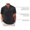 image:imageCOOFANDY Mens Casual Henley Shirt Band Collar Short Sleeve Shirt Summer Beach Hippie TShirtWhite Stripes on Black