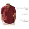 image:imageCOOFANDY Mens Casual Henley Shirt Band Collar Short Sleeve Shirt Summer Beach Hippie TShirtWine Red