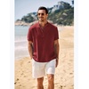 image:imageCOOFANDY Mens Casual Henley Shirt Band Collar Short Sleeve Shirt Summer Beach Hippie TShirtWine Red