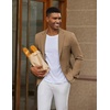 image:imageCOOFANDY Mens Casual Knit Blazer Slim Fit Lightweight Sport Coat Stretch Two Button Suit JacketLight Brown