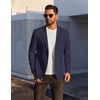 image:imageCOOFANDY Mens Casual Linen Blazer Jacket Lightweight Sport Coats Two Button Suit JacketsNavy Blue
