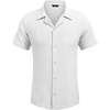 image:imageCOOFANDY Mens Casual Shirts Short Sleeve Button Down Shirts Fashion Textured Summer Beach ShirtA White