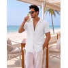 image:imageCOOFANDY Mens Casual Shirts Short Sleeve Button Down Shirts Fashion Textured Summer Beach ShirtA White