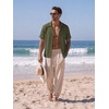image:imageCOOFANDY Mens Casual Shirts Short Sleeve Button Down Shirts Fashion Textured Summer Beach ShirtArmy Green