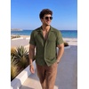 image:imageCOOFANDY Mens Casual Shirts Short Sleeve Button Down Shirts Fashion Textured Summer Beach ShirtArmy Green