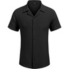 image:imageCOOFANDY Mens Casual Shirts Short Sleeve Button Down Shirts Fashion Textured Summer Beach ShirtBlack