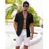 image:imageCOOFANDY Mens Casual Shirts Short Sleeve Button Down Shirts Fashion Textured Summer Beach ShirtBlack