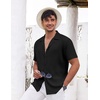 image:imageCOOFANDY Mens Casual Shirts Short Sleeve Button Down Shirts Fashion Textured Summer Beach ShirtBlack