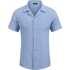 image:imageCOOFANDY Mens Casual Shirts Short Sleeve Button Down Shirts Fashion Textured Summer Beach ShirtBlue