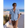 image:imageCOOFANDY Mens Casual Shirts Short Sleeve Button Down Shirts Fashion Textured Summer Beach ShirtBlue