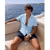 image:imageCOOFANDY Mens Casual Shirts Short Sleeve Button Down Shirts Fashion Textured Summer Beach ShirtClear Blue