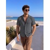 image:imageCOOFANDY Mens Casual Shirts Short Sleeve Button Down Shirts Fashion Textured Summer Beach ShirtDark Grey