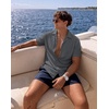 image:imageCOOFANDY Mens Casual Shirts Short Sleeve Button Down Shirts Fashion Textured Summer Beach ShirtDark Grey