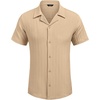 image:imageCOOFANDY Mens Casual Shirts Short Sleeve Button Down Shirts Fashion Textured Summer Beach ShirtKhaki