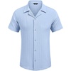 image:imageCOOFANDY Mens Casual Shirts Short Sleeve Button Down Shirts Fashion Textured Summer Beach ShirtLight Blue