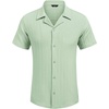 image:imageCOOFANDY Mens Casual Shirts Short Sleeve Button Down Shirts Fashion Textured Summer Beach ShirtLight Green