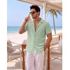 image:imageCOOFANDY Mens Casual Shirts Short Sleeve Button Down Shirts Fashion Textured Summer Beach ShirtLight Green