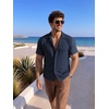 image:imageCOOFANDY Mens Casual Shirts Short Sleeve Button Down Shirts Fashion Textured Summer Beach ShirtNavy Blue