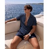 image:imageCOOFANDY Mens Casual Shirts Short Sleeve Button Down Shirts Fashion Textured Summer Beach ShirtNavy Blue