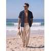 image:imageCOOFANDY Mens Casual Shirts Short Sleeve Button Down Shirts Fashion Textured Summer Beach ShirtNavy Blue