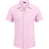 image:imageCOOFANDY Mens Casual Shirts Short Sleeve Button Down Shirts Fashion Textured Summer Beach ShirtPink