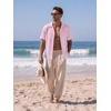 image:imageCOOFANDY Mens Casual Shirts Short Sleeve Button Down Shirts Fashion Textured Summer Beach ShirtPink