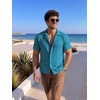 image:imageCOOFANDY Mens Casual Shirts Short Sleeve Button Down Shirts Fashion Textured Summer Beach ShirtTeal
