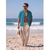 image:imageCOOFANDY Mens Casual Shirts Short Sleeve Button Down Shirts Fashion Textured Summer Beach ShirtTeal