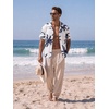 image:imageCOOFANDY Mens Casual Shirts Short Sleeve Button Down Shirts Fashion Textured Summer Beach ShirtWhitecoconut Tree