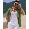 image:imageCOOFANDY Mens Casual Summer Beach Shirt Short Sleeve Button Down Shirt Vacation Wedding Shirt Linen Textured ShirtsArmy Green