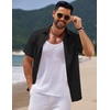 image:imageCOOFANDY Mens Casual Summer Beach Shirt Short Sleeve Button Down Shirt Vacation Wedding Shirt Linen Textured ShirtsBlack