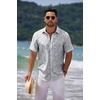 image:imageCOOFANDY Mens Casual Summer Beach Shirt Short Sleeve Button Down Shirt Vacation Wedding Shirt Linen Textured ShirtsLeaf