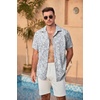 image:imageCOOFANDY Mens Casual Summer Beach Shirt Short Sleeve Button Down Shirt Vacation Wedding Shirt Linen Textured ShirtsLeaf