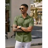 image:imageCOOFANDY Mens Casual Wrinkle Free Shirts Short Sleeve Button Down Summer Stretch Dress ShirtArmy Green