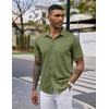 image:imageCOOFANDY Mens Casual Wrinkle Free Shirts Short Sleeve Button Down Summer Stretch Dress ShirtArmy Green