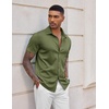 image:imageCOOFANDY Mens Casual Wrinkle Free Shirts Short Sleeve Button Down Summer Stretch Dress ShirtArmy Green