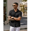 image:imageCOOFANDY Mens Casual Wrinkle Free Shirts Short Sleeve Button Down Summer Stretch Dress ShirtBlack