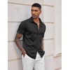 image:imageCOOFANDY Mens Casual Wrinkle Free Shirts Short Sleeve Button Down Summer Stretch Dress ShirtBlack