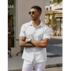image:imageCOOFANDY Mens Casual Wrinkle Free Shirts Short Sleeve Button Down Summer Stretch Dress ShirtBlack Spots White